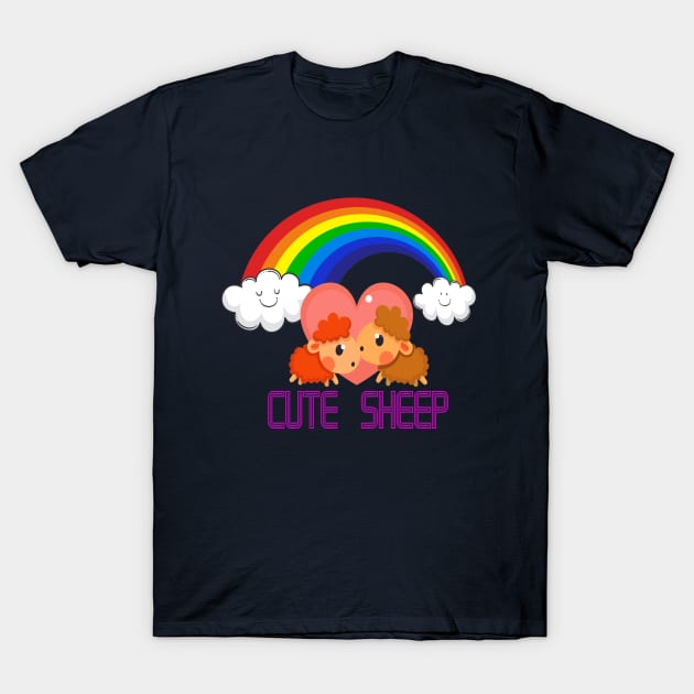 Cute Animal Sheep Design T-Shirt by JeffDesign